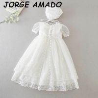 Baby Girls Dress Ball Gown for Baptism Christening 1st Birthday Tulle Party Dresses with Lace Cloak+cap 3pcs Suit 9903BB