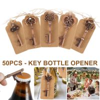 50pcs Vintage Key Beer Bottle Opener with Jute String and Label for Wedding Baby Shower Party Bottle Opener kitchen Supplies