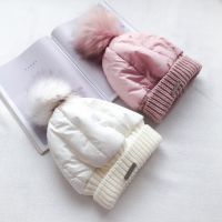 Women casual thick padded cotton knitted beanies caps Winter ladies curled knit hat Pom pom skullcap Bone gorras