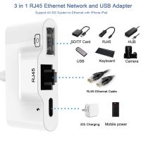 Lightning To RJ45 Ethernet OTG Adapter สำหรับ LAN ฮับเครือข่ายแบบมีสายพร้อมอะแดปเตอร์กล้อง USB 3และพอร์ตชาร์จ