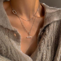 Boho 925 Sterling Silver Double Layer Geometric Charm Pendant Choker Necklace For Women Statement Wedding Jewelry dz241