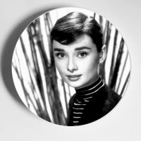 Audrey แผ่นกำแพงฉากหลังจานศิลปะสไตล์ Hepburn,แผ่นจานตกแต่งตกแต่งผนังจานแขวนผนังจานการตกแต่งบ้านชามตกแต่ง WHP3816