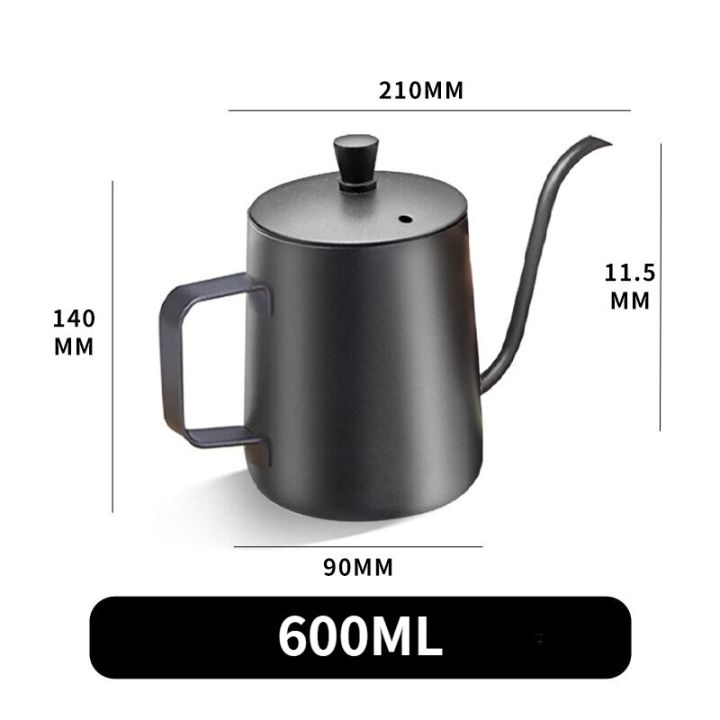 กาต้มน้ำมิลลิลิตรหยด600ขนาด350มล-กาชงกาแฟเคลือบสารกันติดท่อคอห่านเหล็กสแตนเลสหยดน้ำกาต้มน้ำทำกาแฟแบบหยดกาน้ำชา-coffeepot