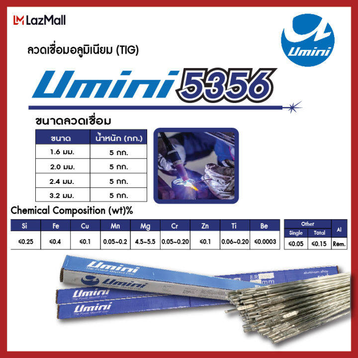 ลวดเชื่อมเติมอลูมิเนียม-umini-tig-5356