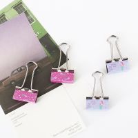 【jw】♕  10pcs/lot purple pink Metal Binder 25mm Notes little mermaid Paper Clip Office Supplies Binding Securing