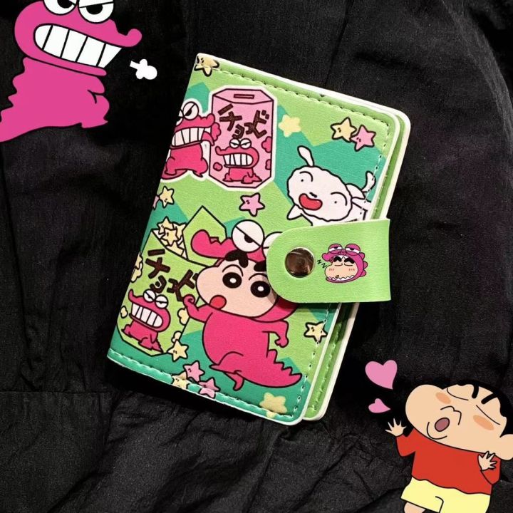 crayon-shin-chan-ผู้ถือบัตรต้นฉบับภาพวาดสีน้ำมันความจุขนาดใหญ่ช่องใส่บัตรหลายช่องเครื่องหนังที่เก็บเอกสารใบขับขี่ผู้ถือบัตร