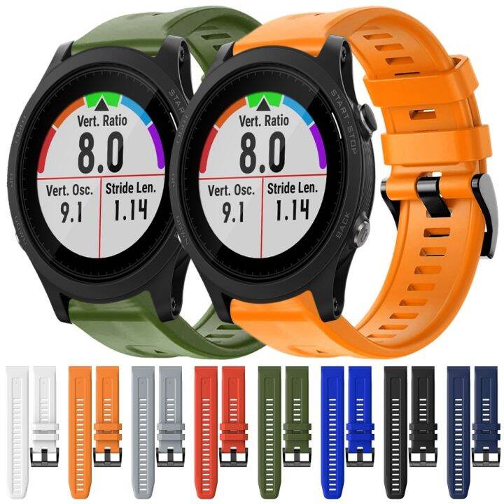 สายนาฬิกาข้อมือซิลิโคนหัวเข็มขัดสีทึบโลหะสำหรับ-garmin-forerunner-935-สีดำ