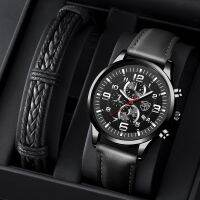 「Dark blue watch」บุรุษนาฬิกาสแตนเลสหนังควอตซ์นาฬิกาข้อมือผู้ชายธุรกิจนาฬิกาปฏิทินวันที่ส่องสว่างชายนาฬิกาสร้อยข้อมือสบายๆ