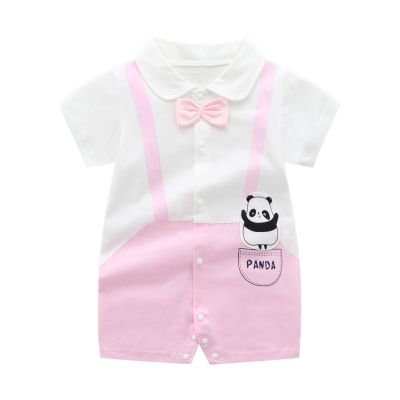 Rompes Baby Summer Short Sleeve Newborn Clothing Cute Bow-tie Cartonn Infant Jumpsuit