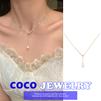 COCOJEWELRY Drop Shape จี้มุกธรรมชาติ Asymmetric ปรับสร้อยคอ