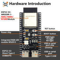 Ziqqucu อินเตอร์เน็ตของสิ่งต่างๆบลูทูธ Wi-Fi ESP32-S3 ESP32ชนิด Dual-C บอร์ดแกนบอร์ดพัฒนา ESP32-S3-DevKit N8R2 C