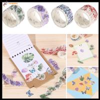 HUWBDH 100Pcs/Roll ตกแต่ง สติ๊กเกอร์ สมุดภาพ ดอกเห็ดผีเสื้อ เทป Washi ing เทปกาว