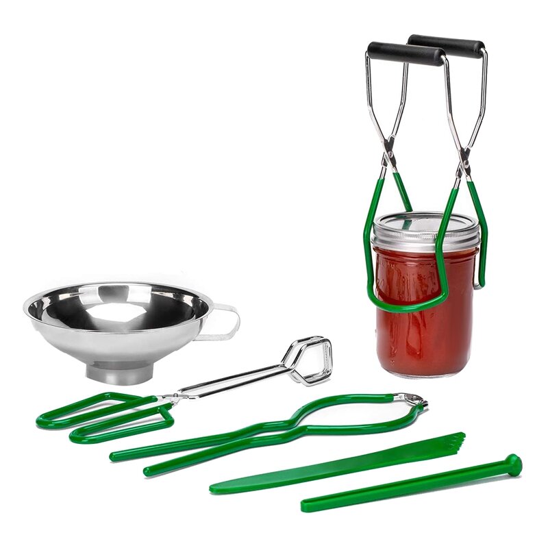 Bubble Popper/Remover and Headspace Measurer 6 pcs Funnel for Wide and Regular Jars Crewdson Canning Supplies Kit with 5 Measuring Spoons Including Jar Lifter Jar Lid Remover Jar Wrench 