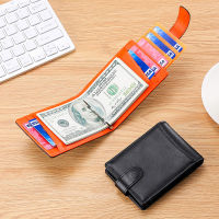 2021 New Genuine Leather Men Money Clip Fashion Personality Man Wallets Top Layer Leather Women Card Holder Bag Hasp Lady Purse