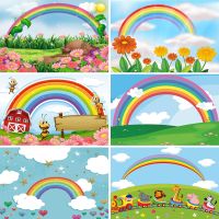 Birthday Photophone Blue Sky Baby Shower Decro Rainbow Grassland Photography Backgrounds Custom Photographic Backdrops Photozone Colanders Food Strain