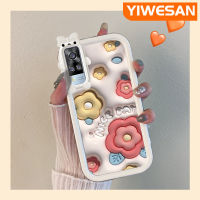 Chenyyka เคสสำหรับ VIVO Y51 2020 Y31 2021 Y51A 2021 Y53s Y33แฟชั่น3D ลายดอกไม้สีรุ้งที่มีสีสันสดใสเลนส์กล้องถ่ายรูปป้องกันสัตว์ประหลาดน้อยน่ารักเคสมือถือกันกระแทกและป้องกันรอยขีดข่วน