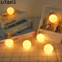 LITAKE 10ชิ้นหลอดไฟ LED หลอดไฟสีขาวน้ำนมแบบกล่องแบตเตอรี่โคมไฟสายตกแต่งบ้านลานคริสต์มาสวันหยุด