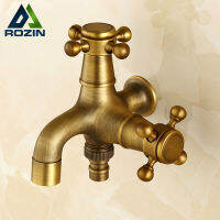 Free Shipping Wholesale Dual Cross Handles Wall Mounted Washing Machine Taps Antique Brass Mop Pool Faucets