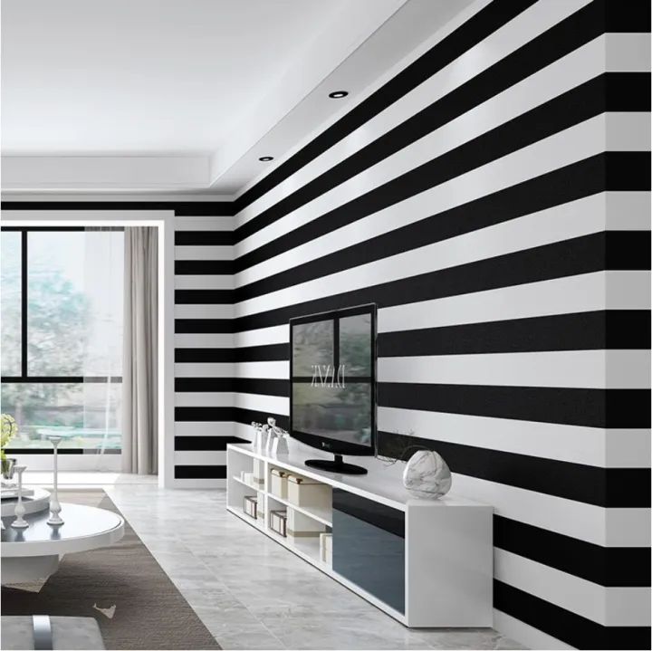 6265-1 big black and white stripes for home room wall decor self-adhesive  waterproof pvc wallpaper self-diy wall sticker design wall paper decor  sticker PVC 10 meters by 45cm wallpaper | Lazada PH