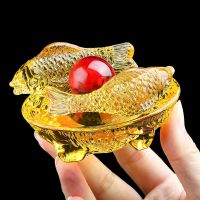 [hot]♠✌  Citrine Carp Colored Glaze Ornament Paperweight Figurines Shui