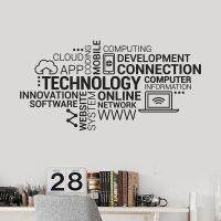 Technology Letters Vinyl Wall Decal Company Internet Innovation Words Cloud Office Wall Stickers Modern Home Decoration W411