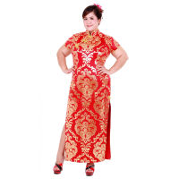 กี่เพ้ายาวไซส์ใหญ่ กี่เพ้าสาวอวบ ชุดจีนXXL กี่เพ้าคนอ้วน ชุดตรุษจีนไซส์ใหญ่ Chinese Style Traditional Dress,Qipao big size (สีแดง)