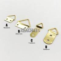 25pcs Golden Triangle D-Ring Photo Picture Frame Hanger Hang Oil Painting Mirror Art Work Hooks Small Double 2 Holes with screws