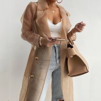 Hot sell Women Bikini Cover-ups Summer Sun Protection Mesh Sheer Beach Long Buttoned Coat See Through Sexy Swimwear Cover Up Pareo Female