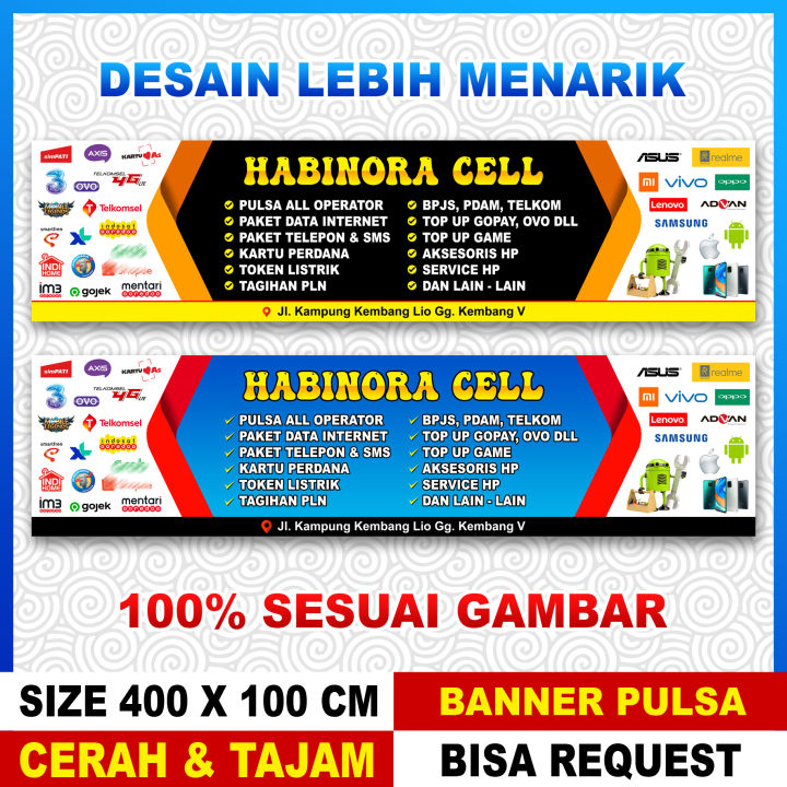 Banner Spanduk Konter Pulsa Servis Hp Ukuran 4 Meter Bisa Request