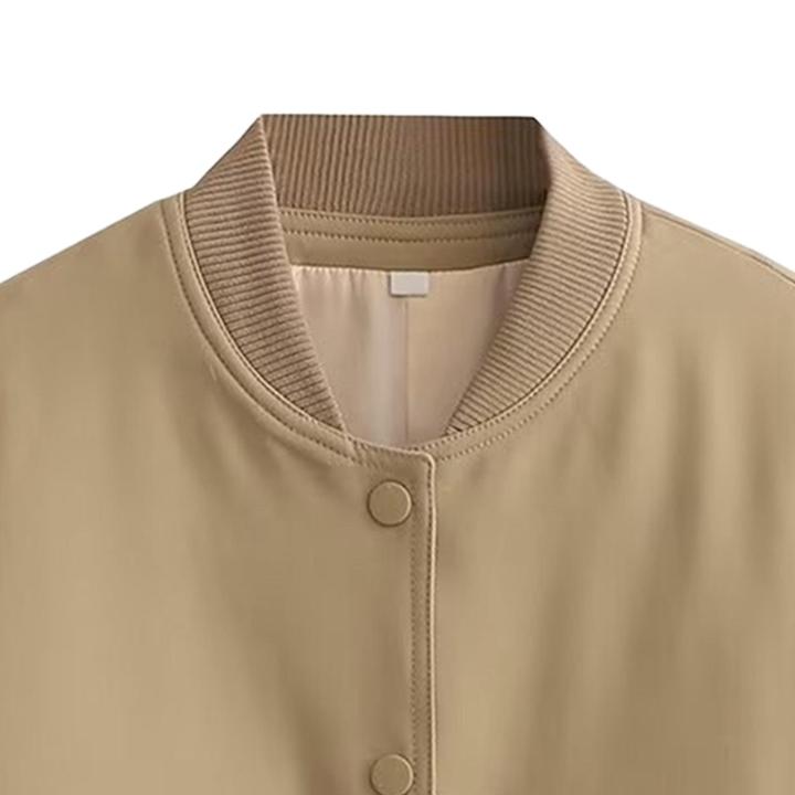 yotigar-เสื้อแจ็คเก็ตลำลองสองกระเป๋าขนาดใหญ่สำหรับผู้หญิงเสื้อครอปฤดูใบไม้ผลิ