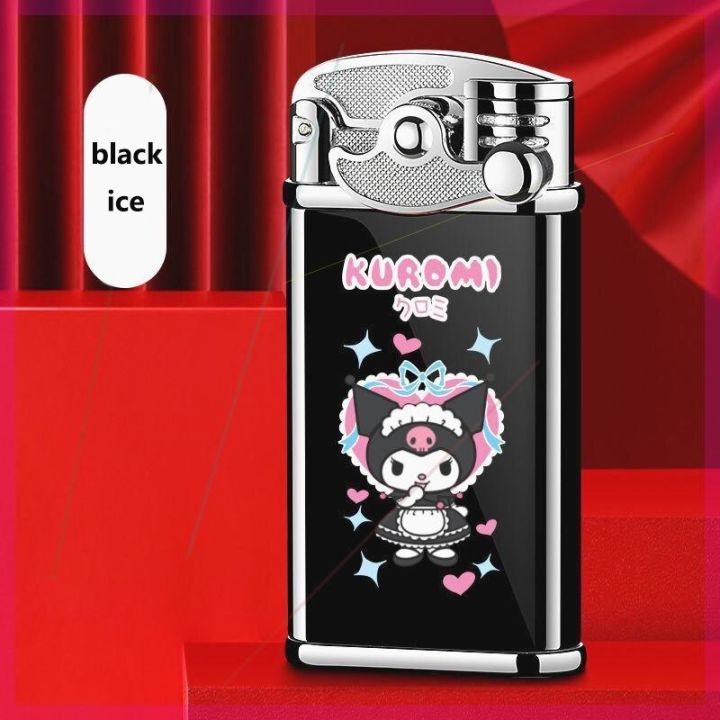 zzooi-kawaii-sanrio-my-melody-lighter-kuromi-windproof-lighter-pink-flame-inflatable-high-quality-fast-delivery-girl-gift