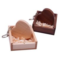 (over 10pcs Free Logo)maple Wooden Heart USB + BOX USB Flash Drive Pendrive 64GB 32GB 16GB 8GB U Disk Photography Wedding Gifts