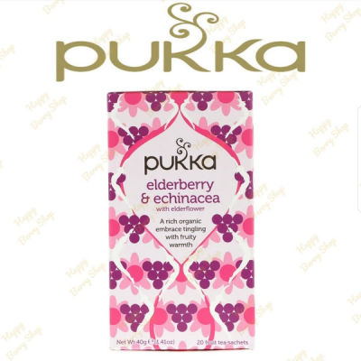 ชา PUKKA Organic Herbal Tea 🍃⭐Elderberry & Echinacea⭐🍵 ชาสมุนไพรออแกนิค ชานำเข้าจากประเทศอังกฤษ 1 กล่องมี 20 ซอง