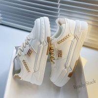 【Ready Stock】 ✲▦ C39 35-43 Plus Size Womens Flats Shoes Spring Thick-Soled Casual Sneakers Sports Female Trendy Student Lace-Up White Shoes