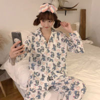 CAIYIER 2021 New Korea Cute Girl Pajamas Suit Winter Cartoon Rabbit Printing Sleepwear Lingerie Casual Home Pajama PJ Suit Loose