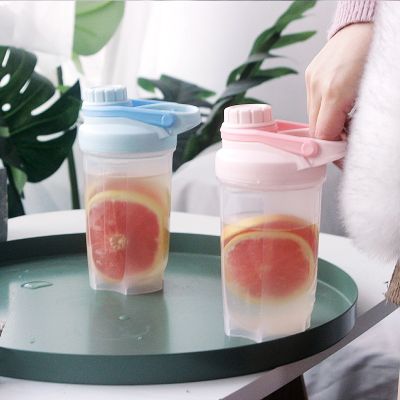 Korean Fashion Sports Shake Cup Plastic Portable Fitness Water Cup Outdoor Men And Women Protein Belt Graduation Cup 【Bottle】