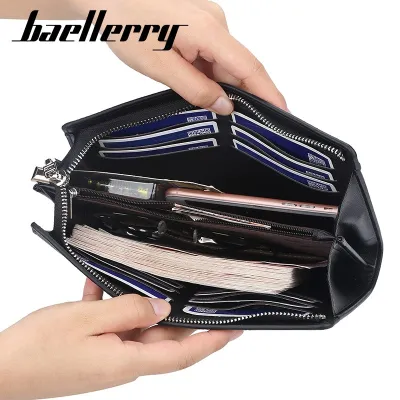 Big Capacity Business Mobile Card Wallet Men Luxury Long Purse High Quality Leather Wallets Credit Card Holder Purses Clutch Bag