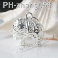 ✼ solid 925 sterling silver charm cutout elephant spacer bead pendants for necklace pendant jewelry 1pc