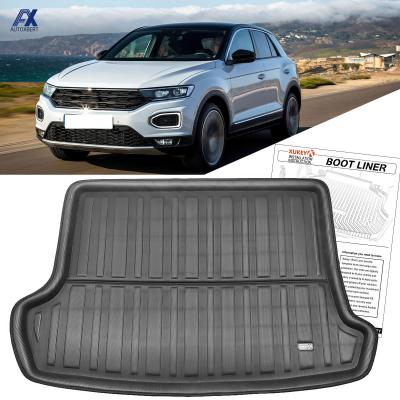 ที่รองเท้าด้านหลังสำหรับ Volkswagen VW T-Roc Troc Troc 2017 2018 2023พรมกระโปรงหลังรถแผ่นรองเท้าในรถอุปกรณ์เสริมรถยนต์กระเป๋าพรมปูพื้น