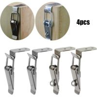 【SALE】 cnidus 4Pc Silver Latch 90 ° สแตนเลสสตีลสปริงโหลด Draw Toggle Latch Clamp Clip Set Cabinet Hardware