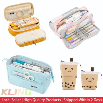 Angoo [Special] Grid Pen Pencil Case, Multi Slot Plaid Storage Bag, Big  Pouch Organizer for Stationery Cosmetic Student A6443