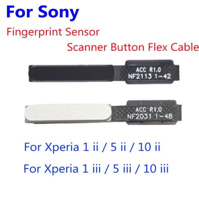 ต้นฉบับลายนิ้วมือเซ็นเซอร์สแกนเนอร์ปุ่มสายดิ้นสําหรับ Sony Xperia 1 II / 5 II / 10 II / 1 III / 5 III / 10 III Touch Sensor แทนที่