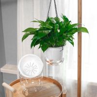 【CC】 1pc Hanging Flowerpot Absorbing Transparent Thickened Plastic Hydroponic Soil Cultivation Pot