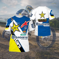 New！2023！Husqvarna T-shirt dengan lengan pendek dengan pola motor teknologi 3D, cocok untuk pria dengan 5 potongan. High quality products （Freeprinting of names）