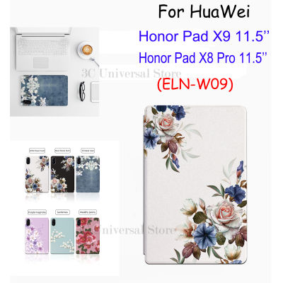 เคสพับฝาเป็นฐานลายดอกไม้แฟชั่นสำหรับ HuaWei Honor Pad X9 X 9 11.5 2023 ELN-W09แผ่นรองเกียรติยศ X 8 X8 Pro 11.5นิ้ว2023