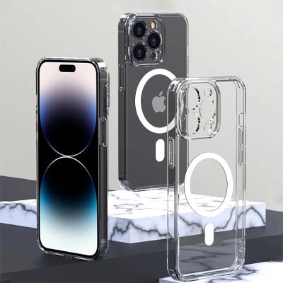 Original For Magsafe Magnetic Transparent Case For iPhone 13 12 mini 11 14 Pro Max 8 Plus SE X XR XS MAX Wireless Charging Cover