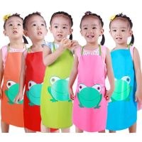 Child Children Custom Apron Kids Waterproof Cartoon Frog Printed Painting Cooking Clothing Aprons Sleeves PVC