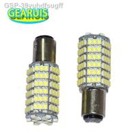 P21 S25 2023 2X/5W 1157 120SMD BAY15D 1210 SMD 3528ไฟเบรกหยุดหลอดไฟแบบลิ่มไฟจอดรถสีเหลือง12V