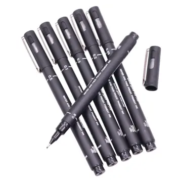 Uni : Pin Drawing Pen : Set Of 5 : Black : 0.05 - 0.8mm