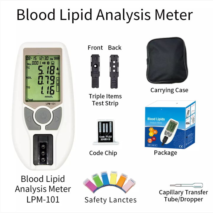 เครื่องวัดทดสอบไขมัน Monitor HDL LDL Triglycerides Cholesterol Test
